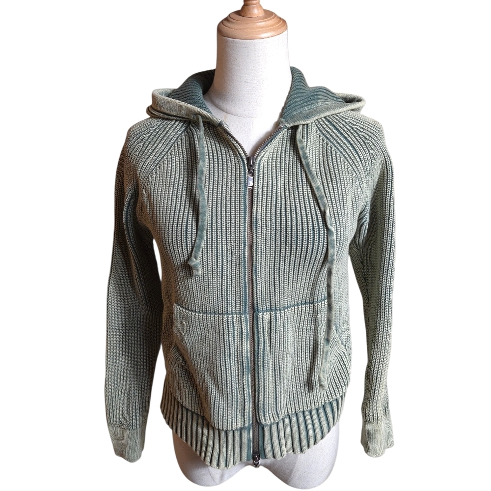 Kinross Distressed Green Zip-Up Hoodie Sweater - Picture 2 of 8